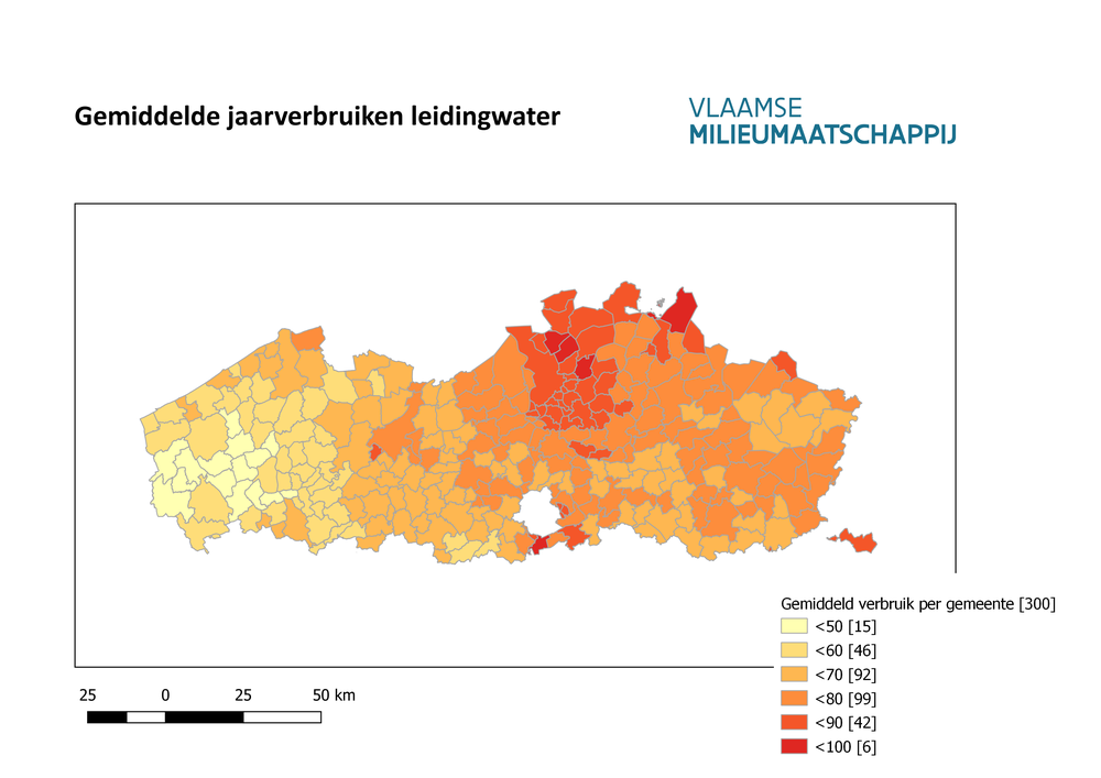 Gemiddeld waterverbruik gemiddeld gezin