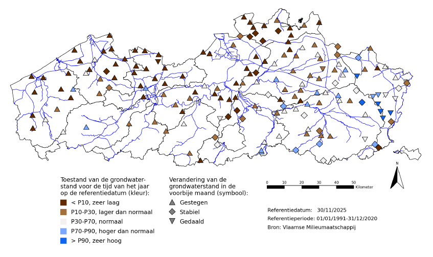 Grondwaterstandsverandering december 2025