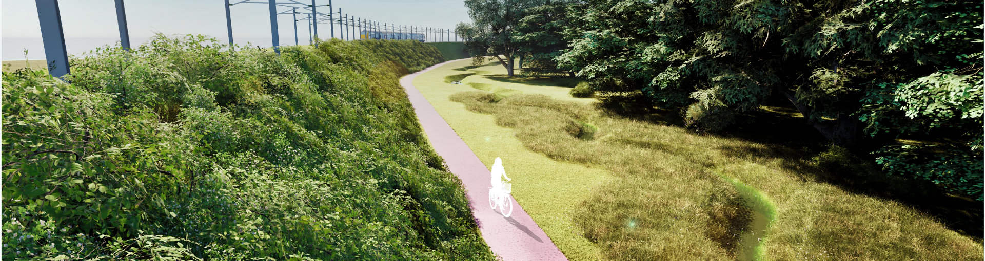 Visualisatie fietssnelweg en visnevengeul